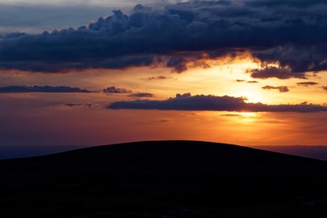 Sunset seen from the Kippure Mountain, Wicklow, Ireland