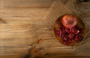 Fresh Ripe Organic Pomegranate Fruit with Juicy Seeds