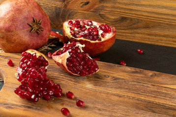 Fresh Ripe Organic Pomegranate Fruit with Juicy Seeds