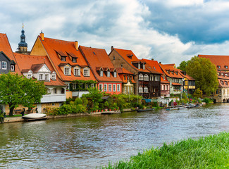 Fototapeta na wymiar Bamberg city in Germany. River in foreground