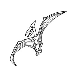 Dinosaur Pterodactyl or Pteranodon coloring book for children and adults.Hand drawn antistress coloring page. Vector outline T Rex illustration © AnastasiiaVerych