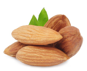 Almond nuts isolated on white background