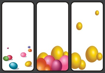 Set of Easter holiday greeting images. Vertical format suitable for smartphone. Vector Illustration