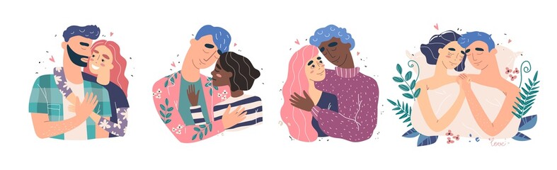 Lovers man and woman hug. Happy family concept.