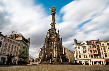 Old Town Square with Holy Trinity (UNESCO) Column in Olomouc, Czech Republic.