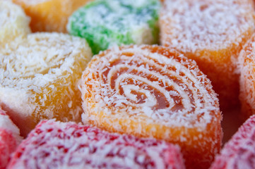 восточные сладости, крупный план рахат лукум, turkish delight