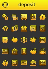 Modern Simple Set of deposit Vector filled Icons