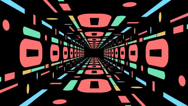 Retro game style infinite tunnel seamless loop animation 4k.