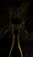 Corkscrew for a bottle on a black background