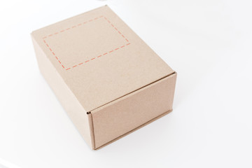 Cardboard box on white background