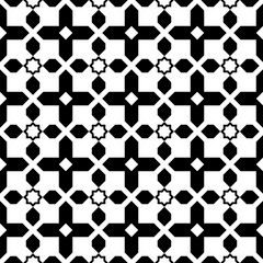 Vector seamless tiling pattern. Endless texture can be used for tile, wallpaper, pattern fills, web page background, surface textures. Monochrome geometric ornaments in oriental style.