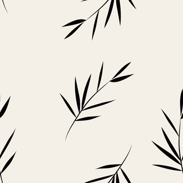 Tropical palm tree leaves in a seamless pattern. Vector endless summer background