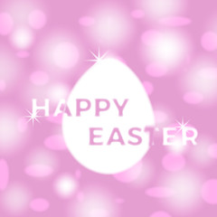 Happy easter illustration. White outline easter egg on a pink background.