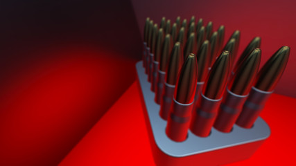 Bullet isolated. Cartridges for rifle and carbine on a black. 3d render