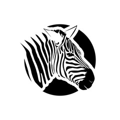 Zebra animal icon of African safari sign isolated on white background