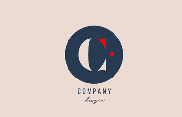 red dot C letter alphabet logo icon design with blue circle for company and business