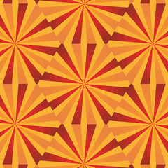 honeycomb background with geometric lines in the shape of sunbeams on a yellow background. Vector illustration