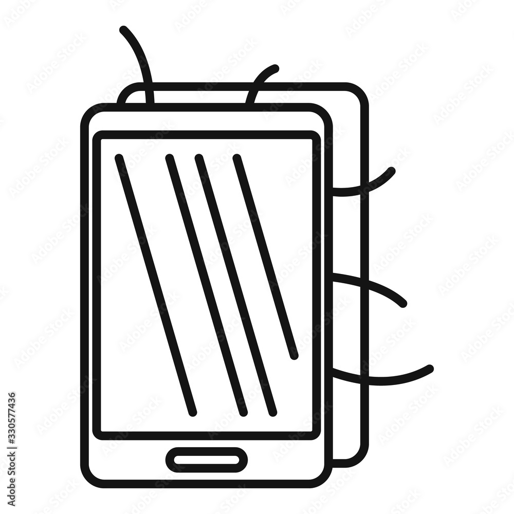 Poster broken smartphone icon. outline broken smartphone vector icon for web design isolated on white backg