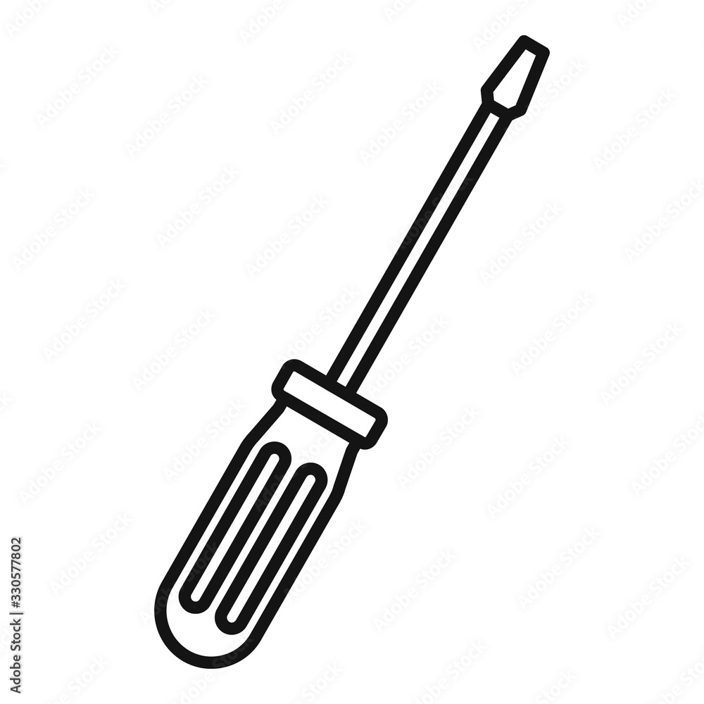 Poster line phone screwdriver icon. outline line phone screwdriver vector icon for web design isolated on w