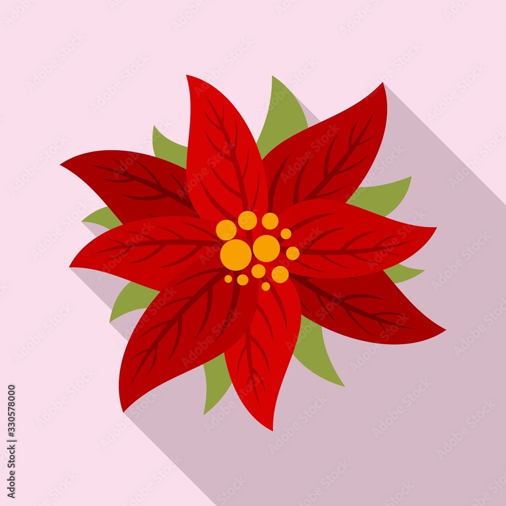 Sticker Blossom poinsettia icon. Flat illustration of blossom poinsettia vector icon for web design