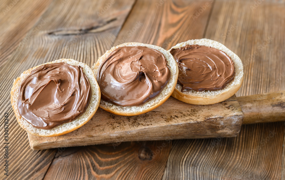 Canvas Prints Slices of bread with chocolate paste