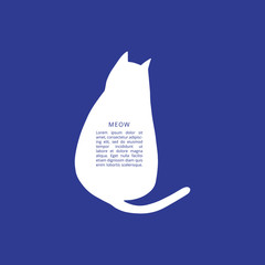 Hand drawn vector cat silhouette. Flat simple cat illustration