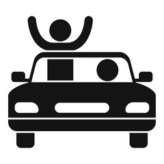 Famous actor in cabriolet icon. Simple illustration of famous actor in cabriolet vector icon for web design isolated on white background