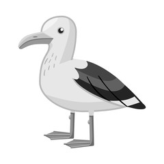 Vector illustration of gull and bird sign. Set of gull and sea vector icon for stock.