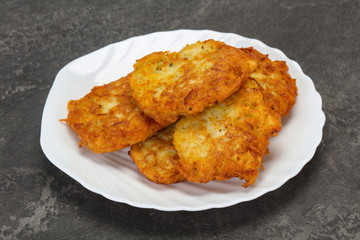 Roasted potato pancakes in the bowl