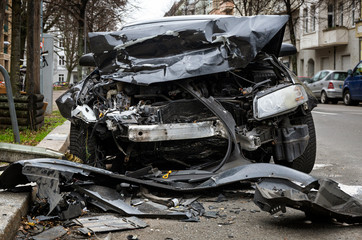 Car with total damage after an accident