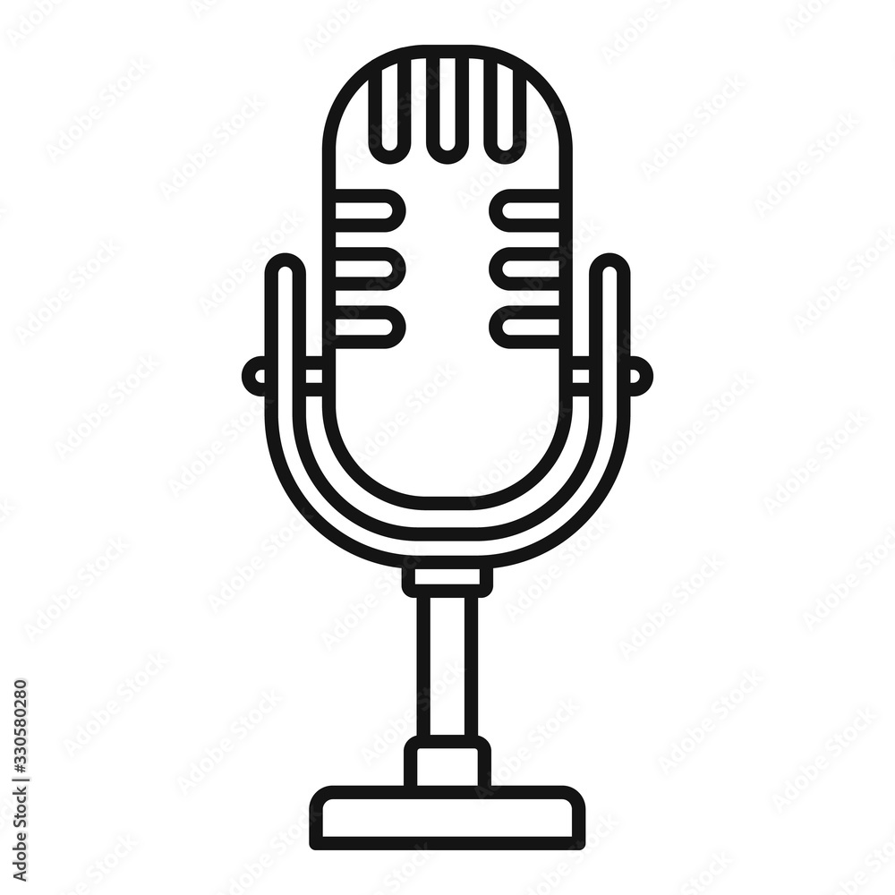 Poster studio microphone icon. outline studio microphone vector icon for web design isolated on white backg