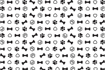 Fototapeta na wymiar Seamless pattern with dog Paw and Dog Bone, isolated wallpaper background