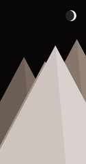 Mountains Panorame with Moon Abstract Random Placed Generative Art background illustration