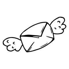 Envelope icon. Vector illustration of an envelope with wings. envelope with wings, message.