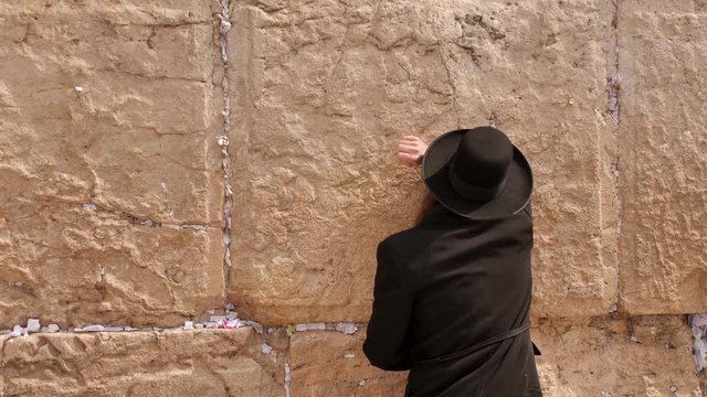 Jerusalem, Israel. Jewish man pray at the Wailing Wall