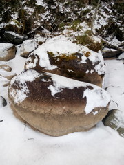 stones in the snow