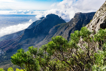 Table Mountain, Cape Town, South Africa. Amazing views, beautiful clouds and mist.