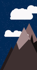 Mountains Panorame with Moon Abstract Random Placed Generative Art background illustration