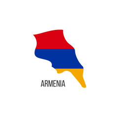 Armenia flag map. The flag of the country in the form of borders. Stock vector illustration isolated on white background.