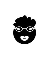 Face with cross-eyed eyes and glasses. Strange character. Illustration on the theme of strange people.