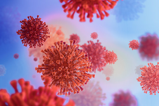 Coronavirus, virus, flu, bacteria close-up. Abstract 3D rendered illustration