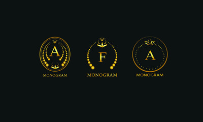 Set of exquisite floral monograms. Template for business logo, restaurant, royalty, boutique, cafe, hotel.