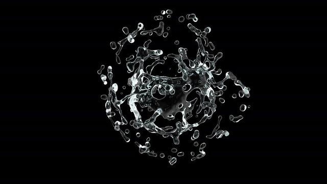 water ball explosion on black background