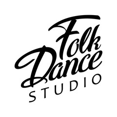 Folk Dance logotype icon concept. Ballet studio logo design template. Classic or folk dance class lettering. Vector illustration.