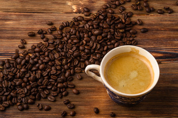 coffee beans on brown background