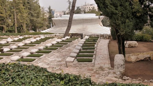 Military cemetery with graves of fallen soldiers in Israel