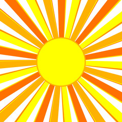 abstraction of the sun in the center with long rays of yellow orange