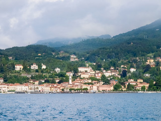 Menaggio, Italy - august 25, 2015: Menaggio view with perspective and from the ferry landing stage