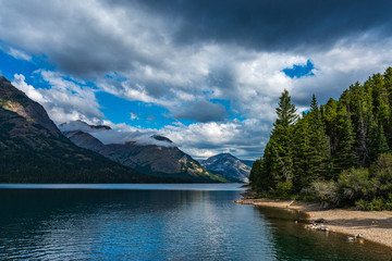 Fototapeta na wymiar Waterton Lake in the Mountains