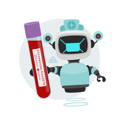Vector doctor robot with Coronavirus test tube